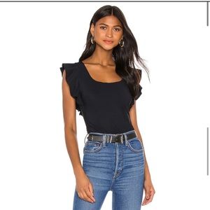 Commando bonded ruffled bodysuit in black, size S